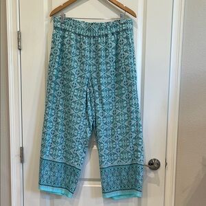Talbots Teal Geometric Wide Leg Pants